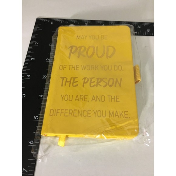 JOURNAL: LINED PAGES JOURNAL, 5"X4"FAUX LEATHER YELLOW RECOGNITION JOB CAREER - Picture 4 of 5
